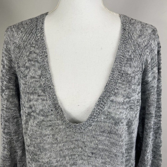 Eileen Fisher Women's Deep V-Neck Linen Thin Knit Sweater XS/TP Gray Oversized - Picture 2 of 10